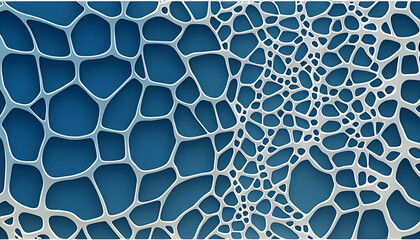 Voronoi abstract white pattern on blue background made with Generative AI