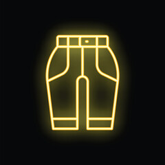 Biker pants icon outline vector. Clothes fashion. Sport print neon color isolated on black