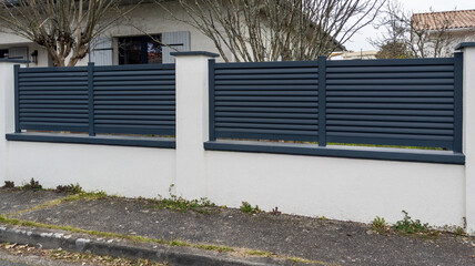 wall fence grey modern barrier of suburb house design protection view home garden - Powered by Adobe