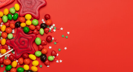 Candy sweets and copy space for your greetings