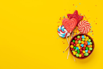 Candy sweets and copy space for your greetings
