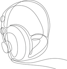 Single continuous line drawing of headset new generation. Electronic small home business equipment concept. Modern one line draw design graphic vector illustration