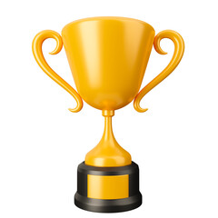 Golden Trophy on with background, 3D rendering illustration.