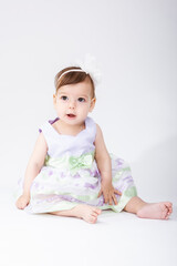 Happy and Smiling Caucasian LIttle Girl. Vertical Image Composition