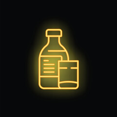 Burnout drink bottle icon outline vector. Mental stress. Work overload neon color isolated on black