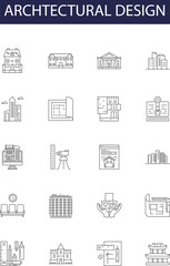 Archtectural design line vector icons and signs. architecture, building, modern, illustration, decoration, art, travel,background outline vector illustration set