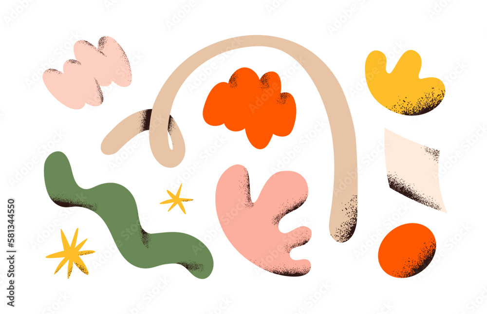 Poster abstract organic creative shapes set. irregular doodle design elements, decorative flowing fluid cli