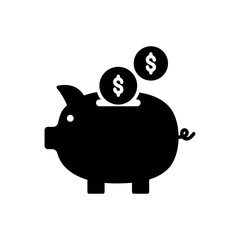 Piggy bank icon for saving money or coins