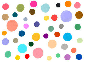Colorful Dots Pattern Design Isolated PNG Color Circle Oil Pastel Crayon Texture Set