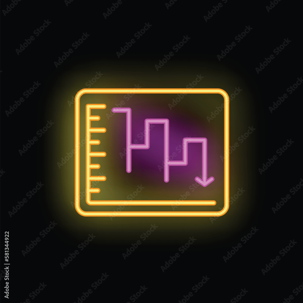 Wall mural Low chart icon outline vector. Work stress. Tired person neon color isolated on black - Wall murals