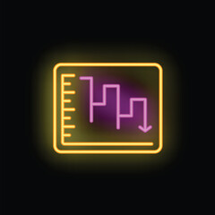 Low chart icon outline vector. Work stress. Tired person neon color isolated on black