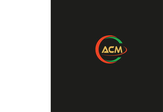 ACM Letter nature logo design on black background. ACM creative initials lettercircle logo concept . ACM letter design.