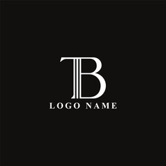 Vector creative letter TB monogram logo design icon template white and black background