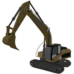 3d render excavator on a white background