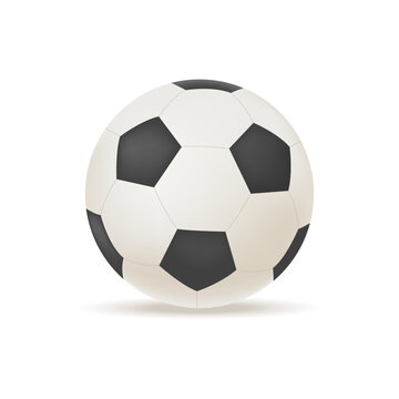 Ball for playing soccer 3D illustration. Cartoon drawing of soccer ball, team sports object or equipment in 3D style on white background. Sports, healthy lifestyle, recreation concept