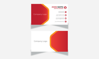 Set of red and white Color Business card Design Vector Layout Double-sided business card Creative Design template.