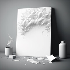 white frame mock up, close up, generative ai
