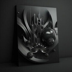 futuristic black mock up frame , close up, generative ai