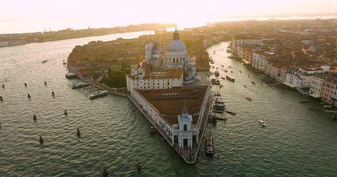 Aerial View Of Fondation Pinault Museum In The Metropolitan City Of Venice, Italy.