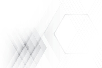 Abstract  white and gray color, modern design background with geometric hexagonal shape. Vector illustration.