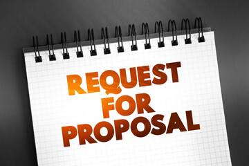 Request For Proposal text on notepad, concept background