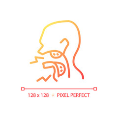 Tonsillitis cancer pixel perfect gradient linear vector icon. Inflammatory process in throat. Virus caused disease. Thin line color symbol. Modern style pictogram. Vector isolated outline drawing