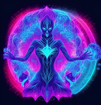 interdimensional being, astral entity, digital illustration, Generative AI.