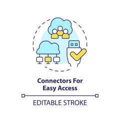 Connectors for easy access concept icon. Share with users. Data lake architecture abstract idea thin line illustration. Isolated outline drawing. Editable stroke. Arial, Myriad Pro-Bold fonts used