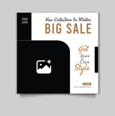 Fashion sale social media post template vector design,banner blog promotion. fully editable Instagram and facebook square post frame puzzle organic sale poster. fresh yellow element shape