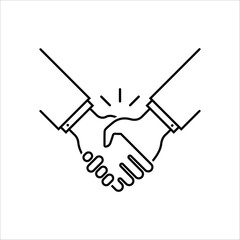 thin line handshake like partnership icon. simple black stroke trend modern people logotype graphic lineart art design element isolated on white. concept of simple two human arms and customer promise