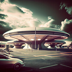 unidentified flying saucer, ufo station, aliens, generated ai