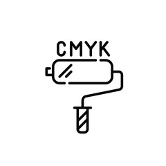 Fototapeta premium CMYK printout design color scheme. Paint roller icon. Pixel perfect, editable stroke