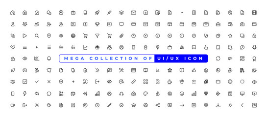 Mega set of ui ux icon set, user interface iconset collection. - obrazy, fototapety, plakaty
