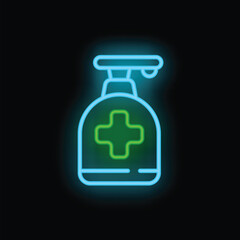 Medical spray icon outline vector. Clean hospital. Patient element neon color isolated on black