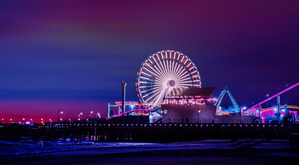 The Santa Monica Pier at sunset light, Los Angeles, California © CK