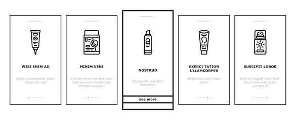 cream cosmetic product beauty onboarding icons set vector
