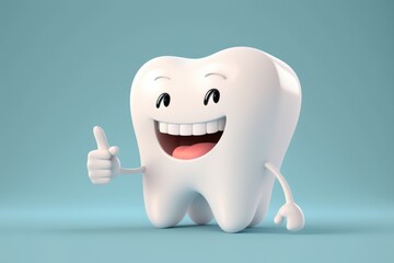 3D realistic happy white tooth