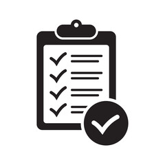 Clipboard with check mark icon isolated on background. Checklist sign symbol for web site and app design.