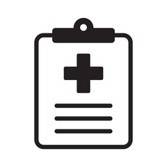 Obraz premium Medical history icon, medical report symbol. Health care clipboard icon. Medical card icon.