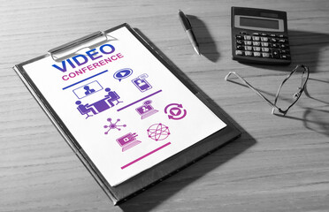 Video conference concept on a desk