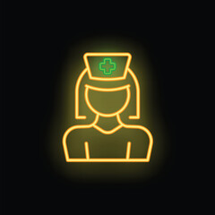 Medical nurse icon outline vector. Heart surgery. Clinic disease neon color isolated on black