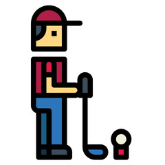 golf player filled outline icon style