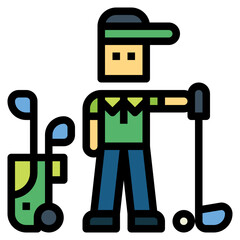 golf player filled outline icon style