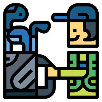 golf clubs and player icon clip art preview