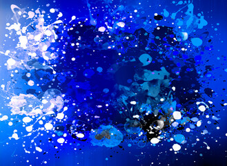 Blue paint splatters background