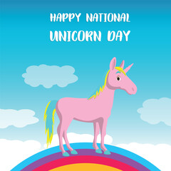 national unicorn day . Design suitable for greeting card poster and banner