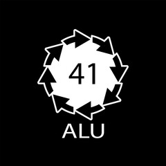 Aluminium recycling symbol ALU 41. Vector Illustration