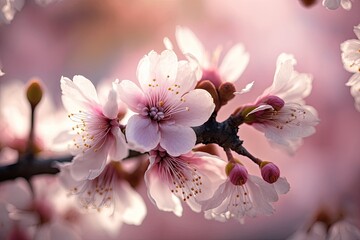 Cherry Blossom or Sakura Flower With Lovely Natural Background. Generative AI