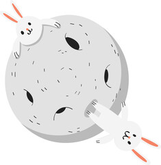 bunny rabbit on the moon illustration.