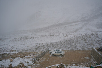 snow covered the mountain at Ladakh, Jammu and Kashmir, India